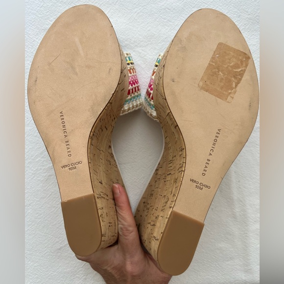 New VERONICA BEARD Dali Raffia Wedge Sandals Size 10 - Picture 9 of 10